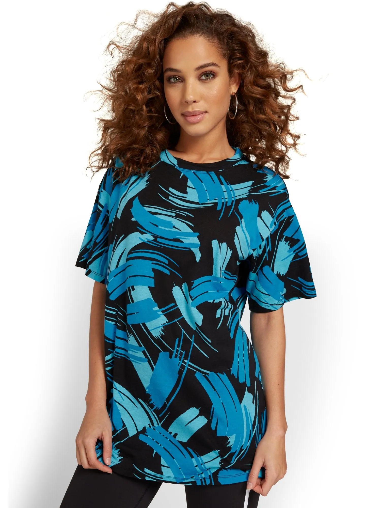 Abstract-Print Oversized Graphic Tee