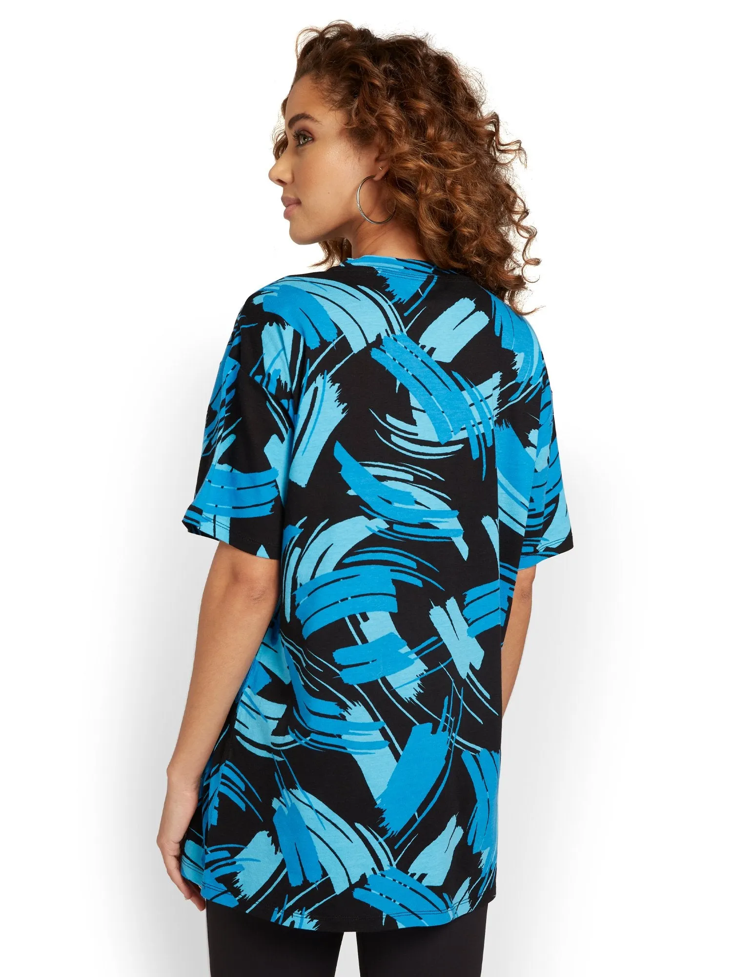 Abstract-Print Oversized Graphic Tee