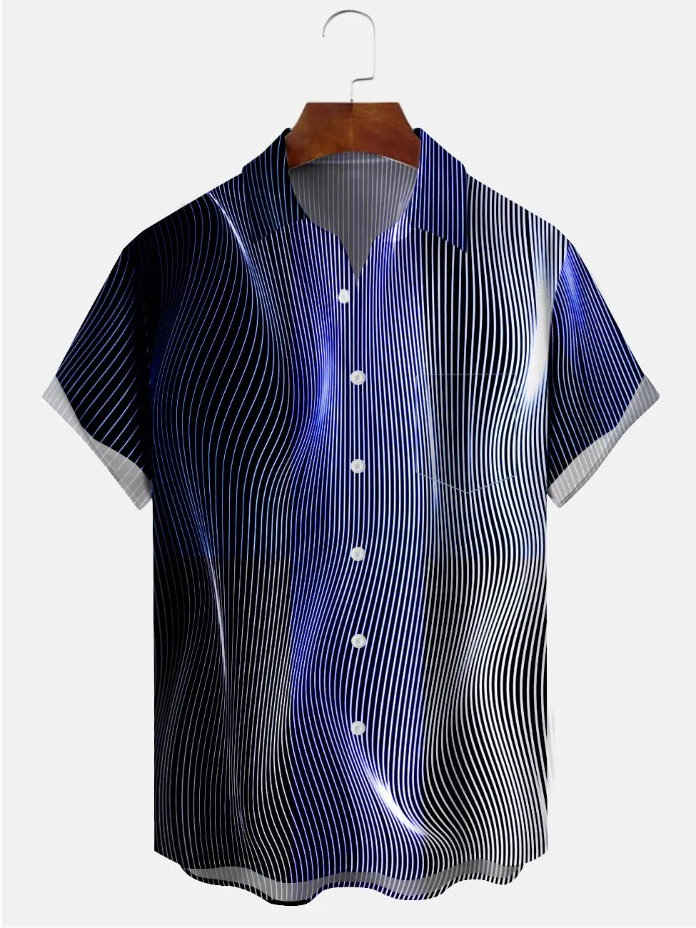 Alohadaddy Abstract Lines Ombre Printed Casual Plus Size Shirts