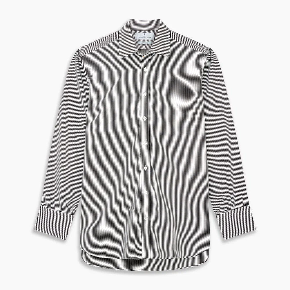 Black Candy Stripe Cotton Regular Fit Mayfair Shirt