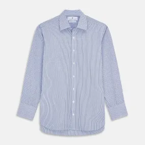 Blue and Navy Halo Stripe Cotton Regular Fit Mayfair Shirt