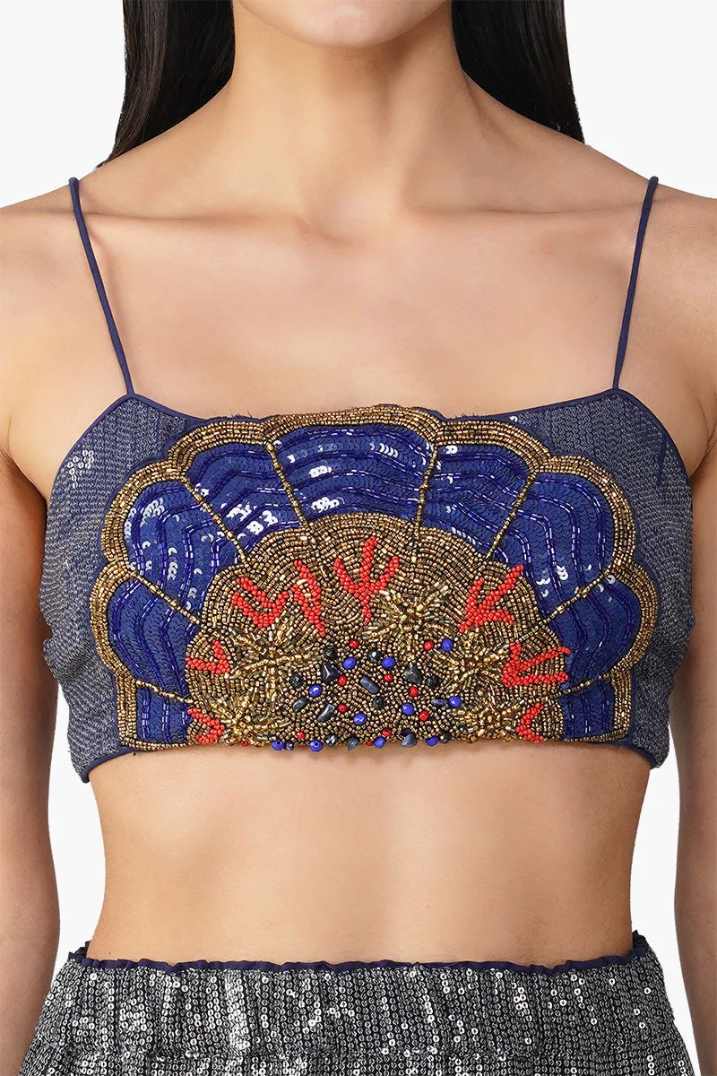 Blue Marine Costal Embellished Top