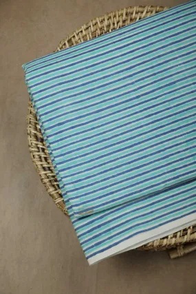 Blue Striped Sanganeri Cotton Fabric