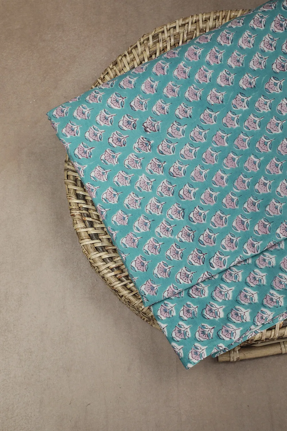 Blue with Tiny Motifs Sanganeri Cotton Fabric - 1.6m