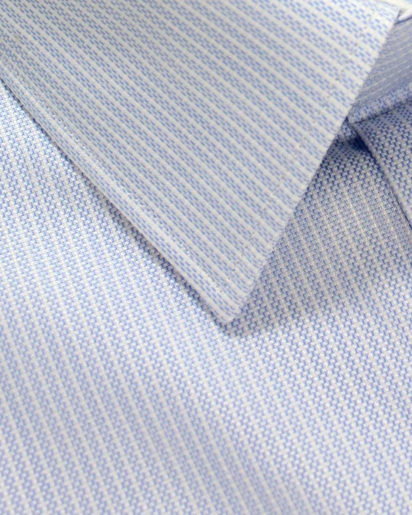 Canali Dress Shirt White Blue Patterned Stripes 40 - 15 3/4 - Exclusive Collection