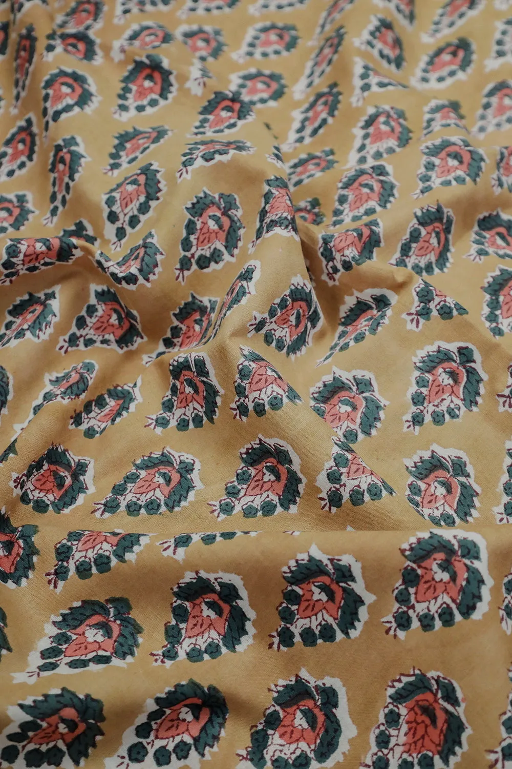 Caramel Beige Sanganeri Cotton Fabric