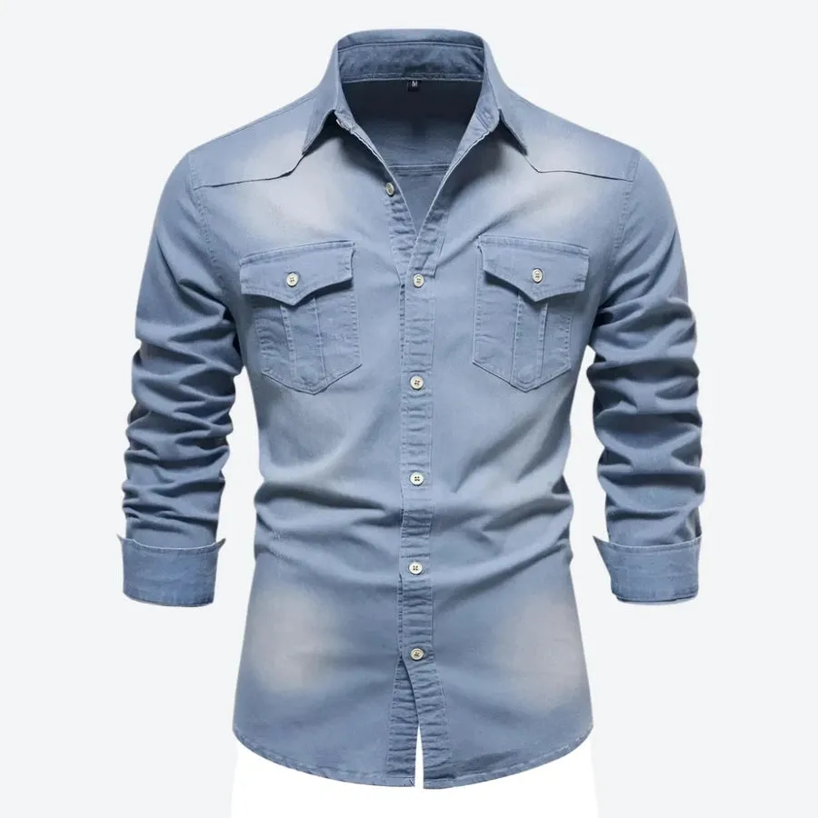 Casual Button-Up Long Sleeve Denim Shirts