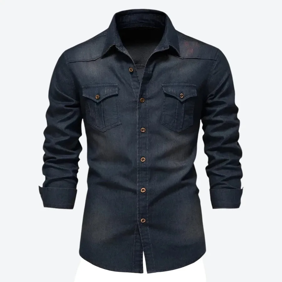 Casual Button-Up Long Sleeve Denim Shirts