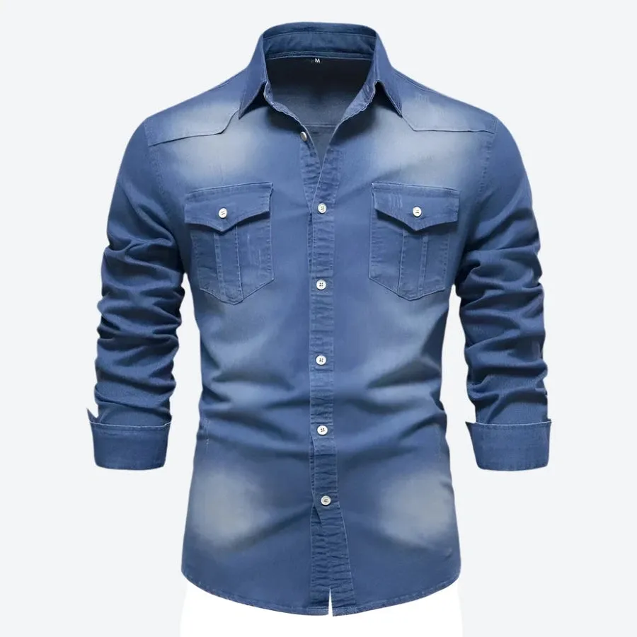 Casual Button-Up Long Sleeve Denim Shirts