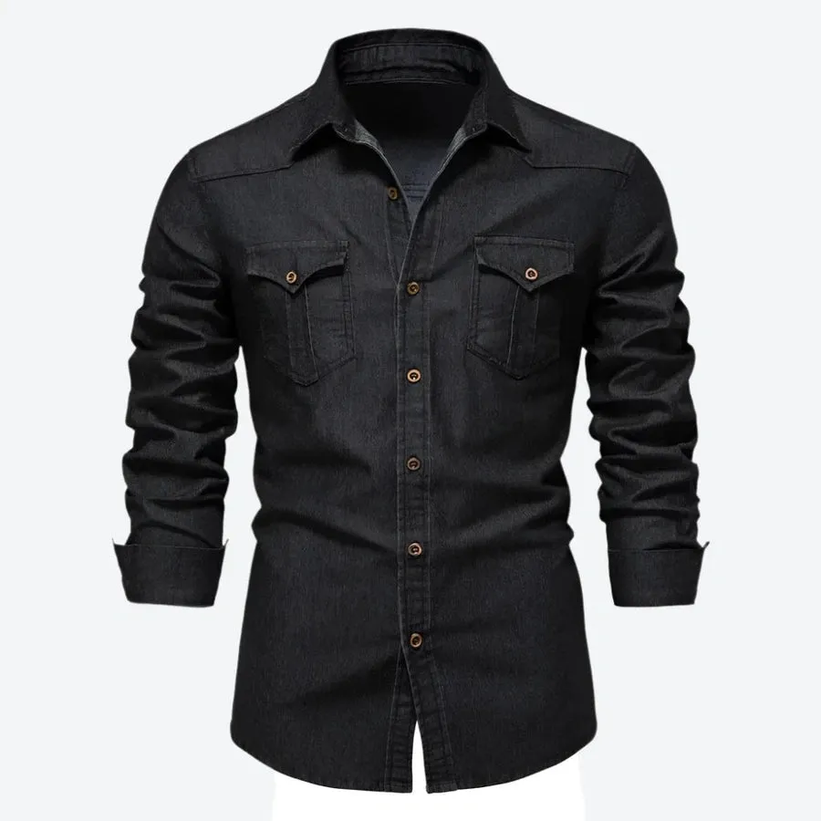 Casual Button-Up Long Sleeve Denim Shirts