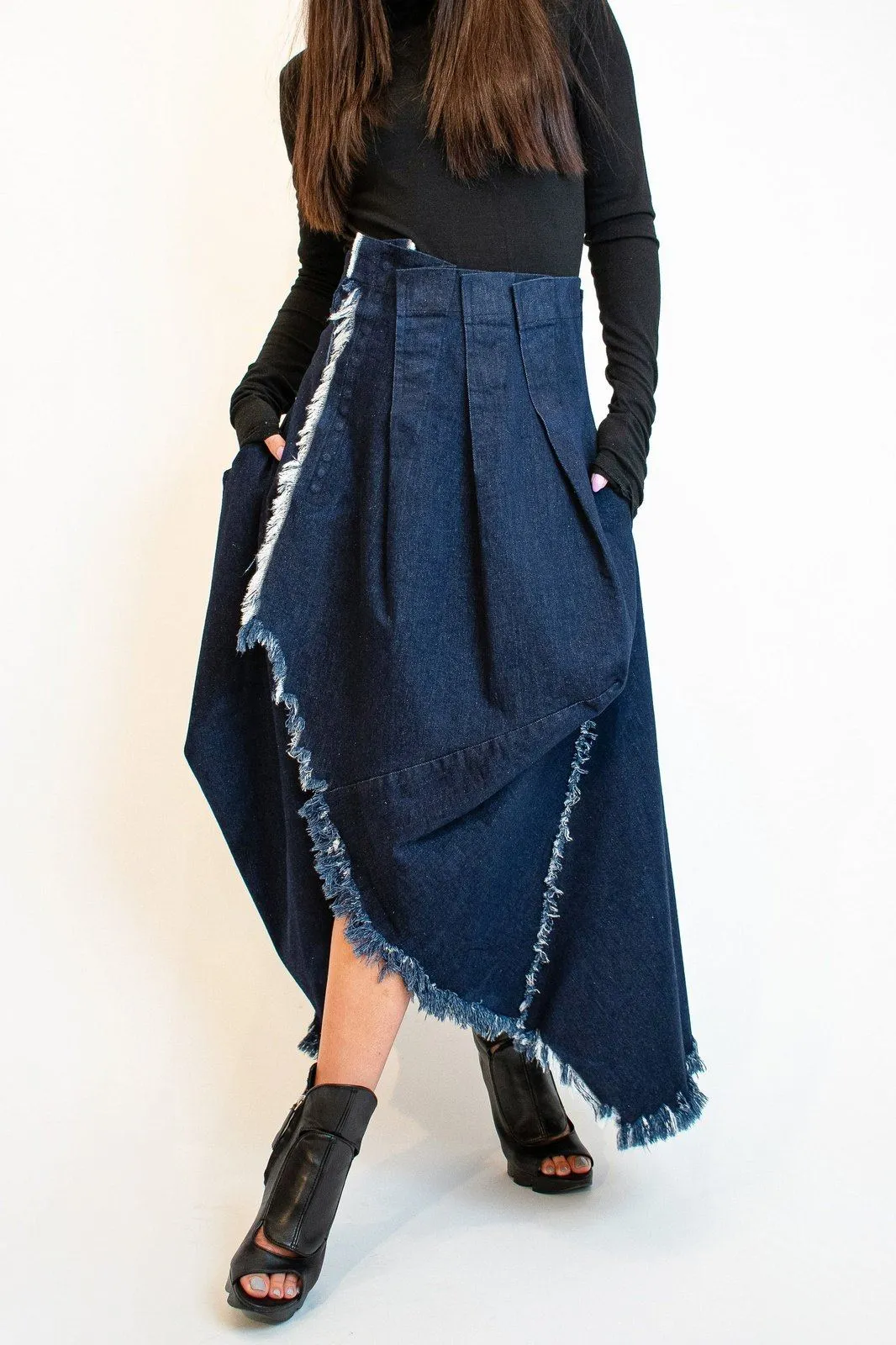 Casual long denim skirt F1892