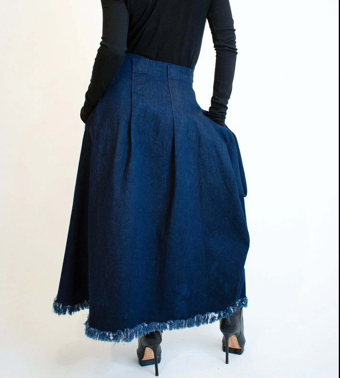 Casual long denim skirt F1892