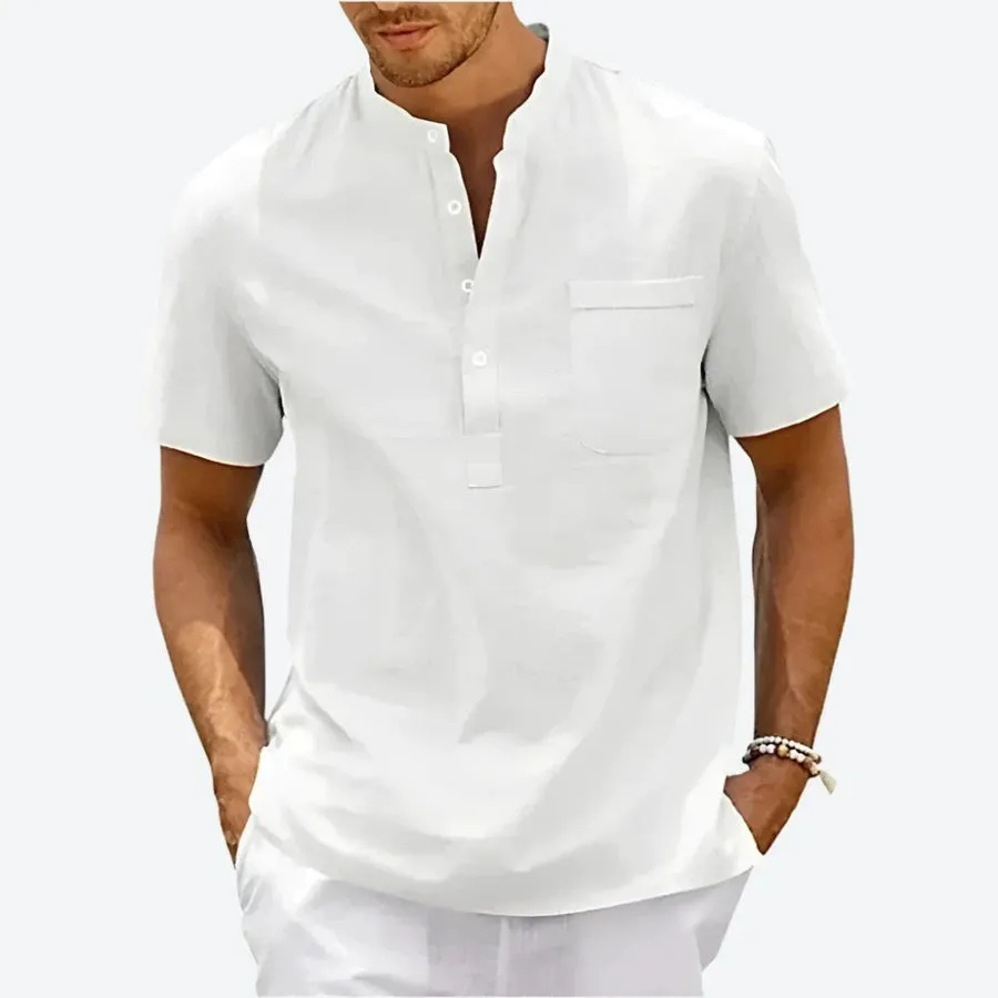 Casual Stand Collar Henley Shirts