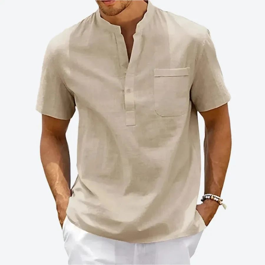 Casual Stand Collar Henley Shirts