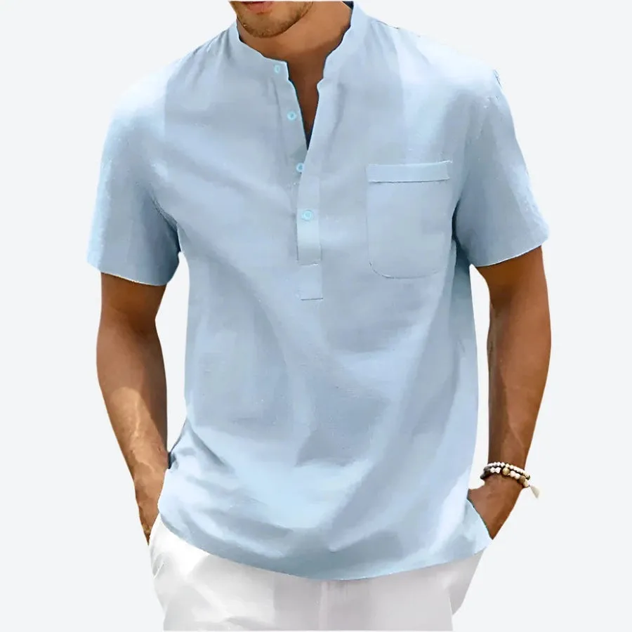 Casual Stand Collar Henley Shirts