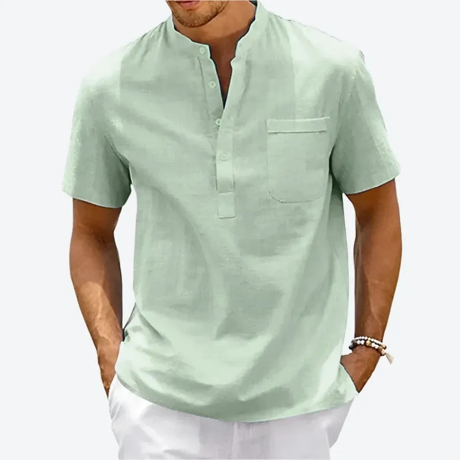 Casual Stand Collar Henley Shirts