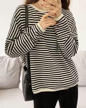 Charlotte Sweater Blouse in Stripes