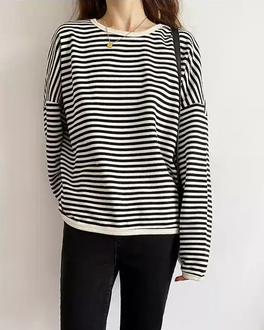 Charlotte Sweater Blouse in Stripes