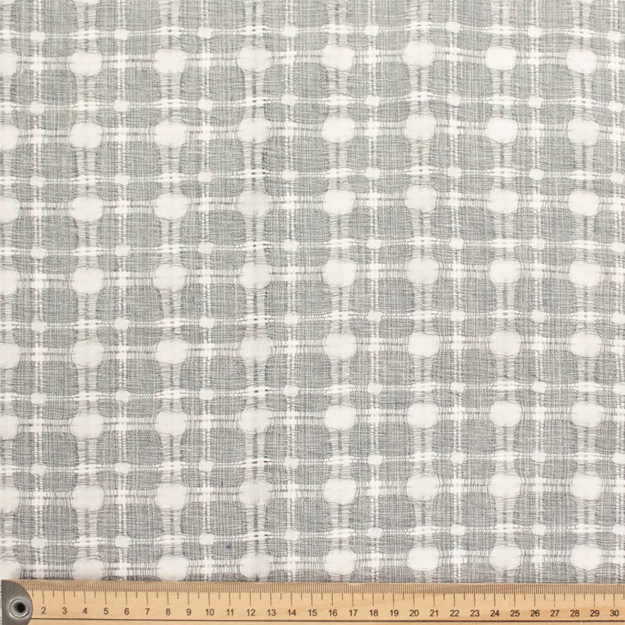 Cotton Linen Blend Black & White Woven Checks