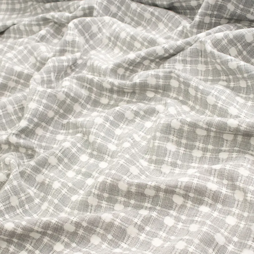 Cotton Linen Blend Black & White Woven Checks