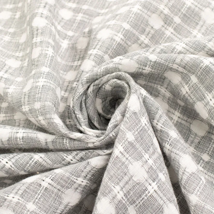 Cotton Linen Blend Black & White Woven Checks