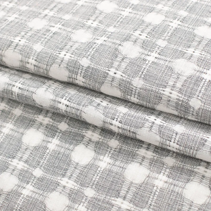 Cotton Linen Blend Black & White Woven Checks