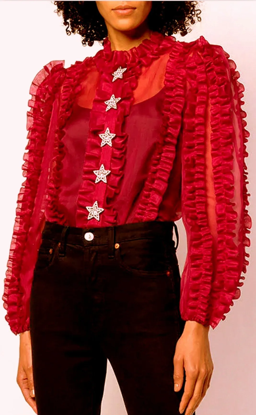 Crystal Star Ruffled Blouse