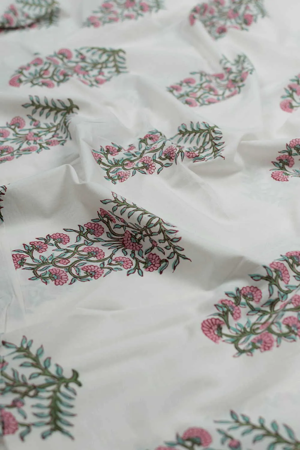 Daisy Cream Sanganeri Cotton Fabric