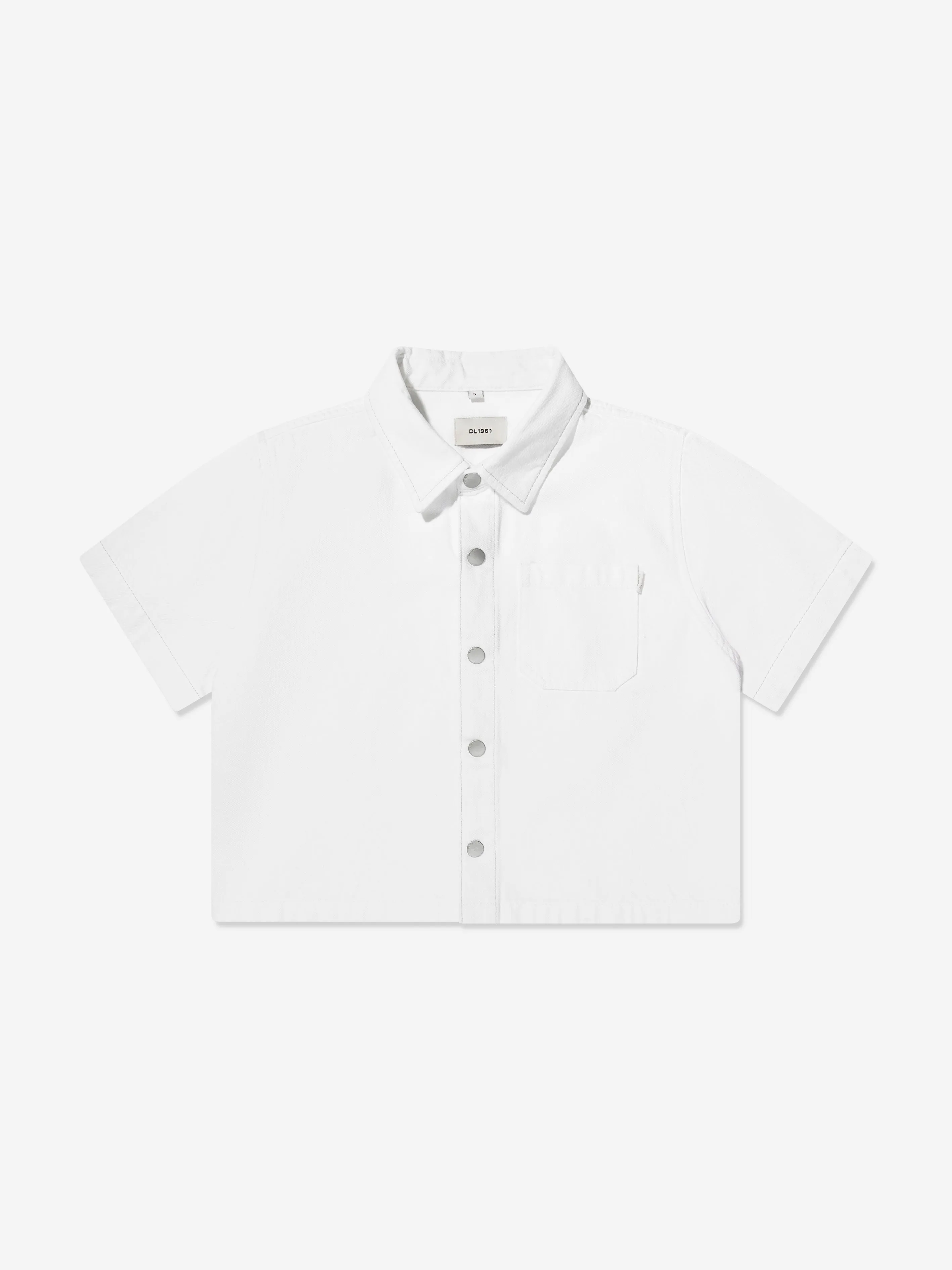 DL1961 Boys Short Sleeve Ash Shirt in White