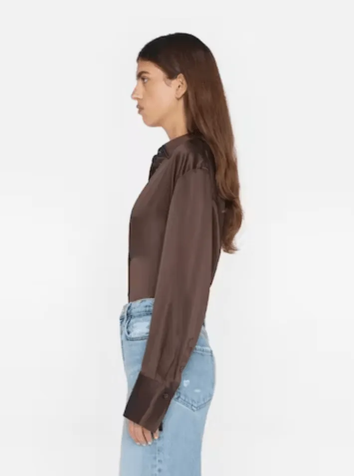 Espresso Oversized Silk Shirt