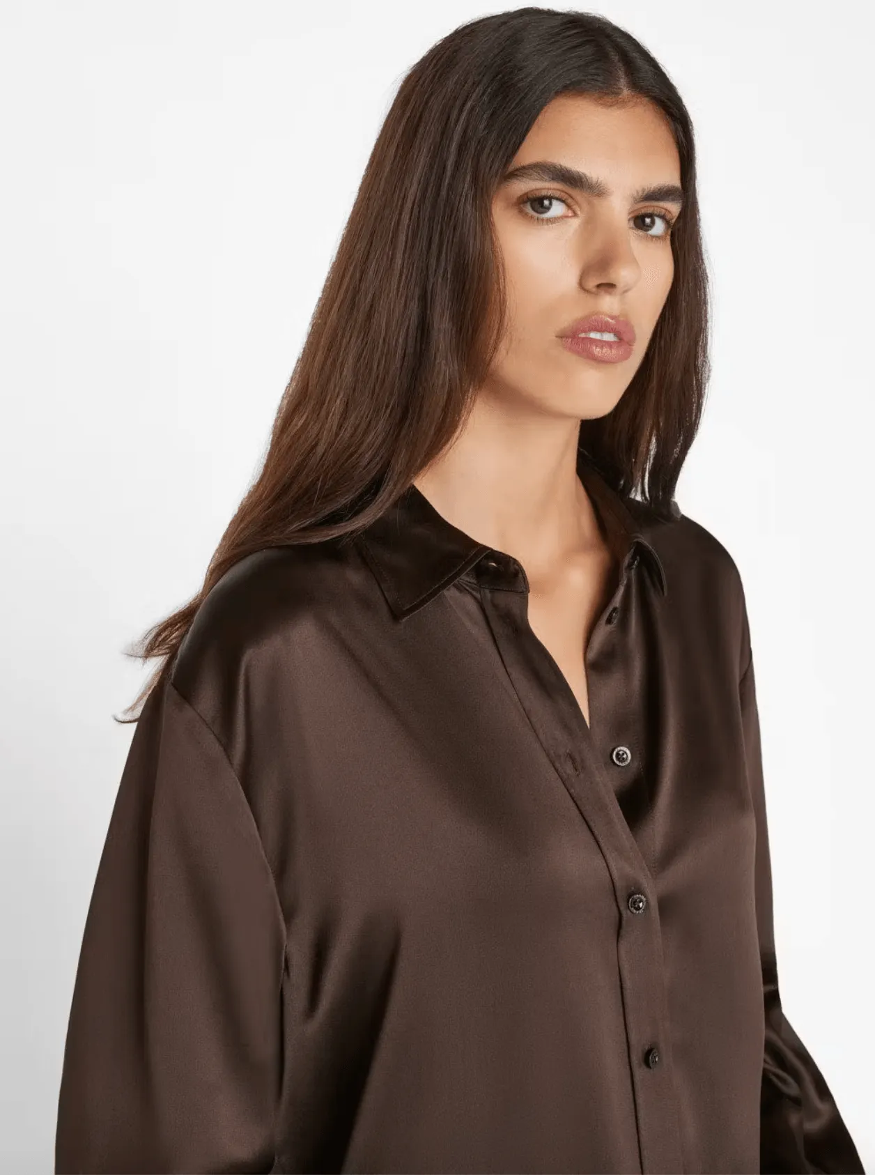 Espresso Oversized Silk Shirt