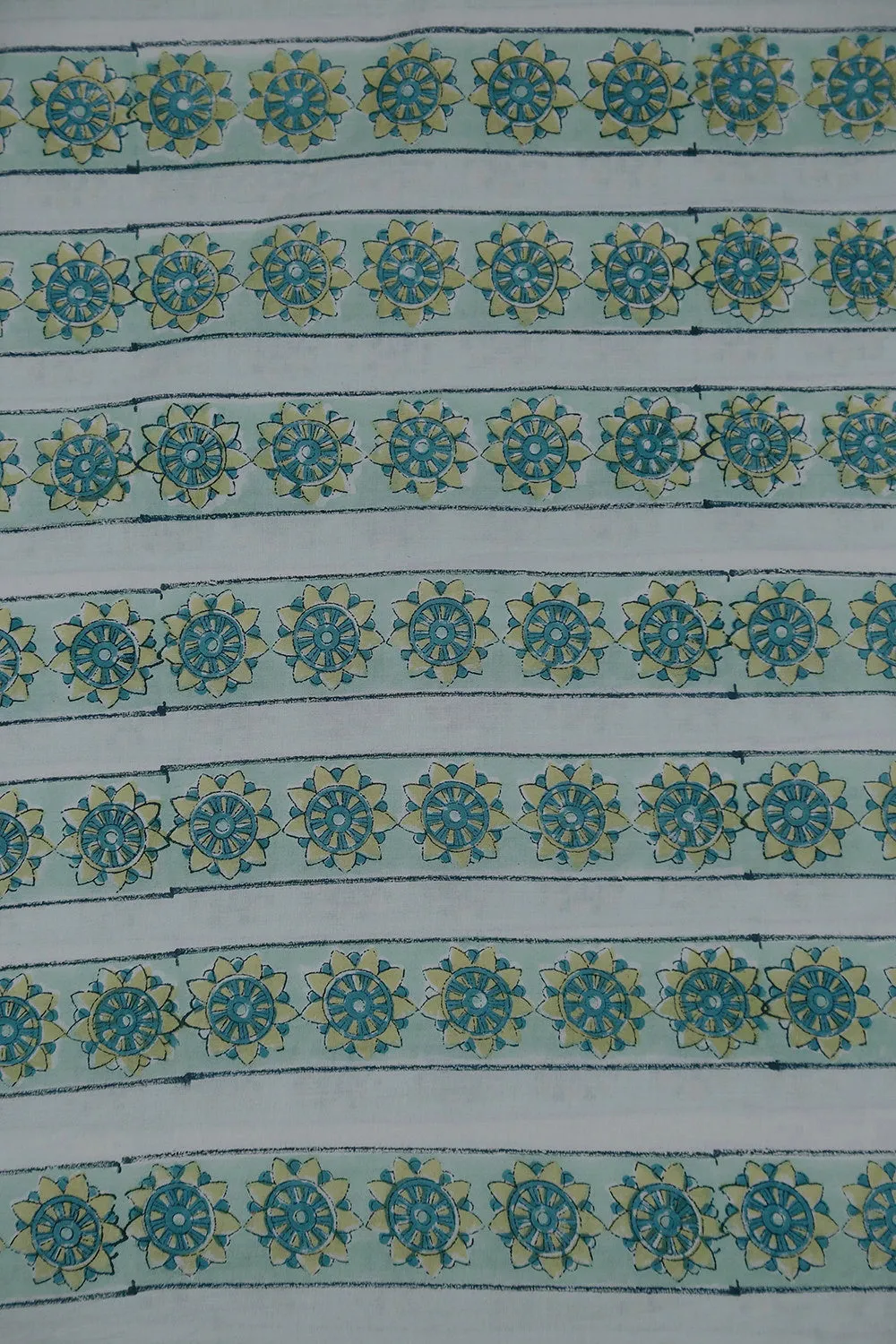 Floral & Stripes on Sanganeri Cotton Fabric