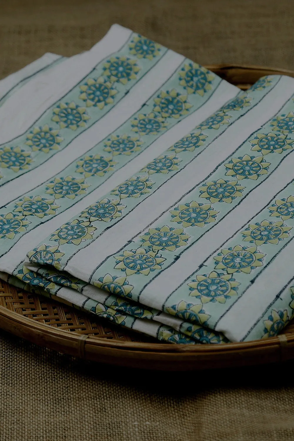 Floral & Stripes on Sanganeri Cotton Fabric