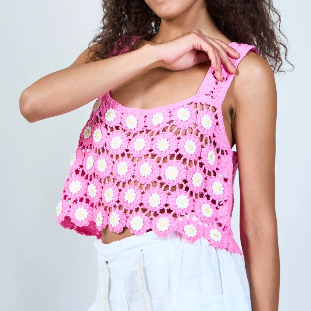 Floral crochet tank top wholesale