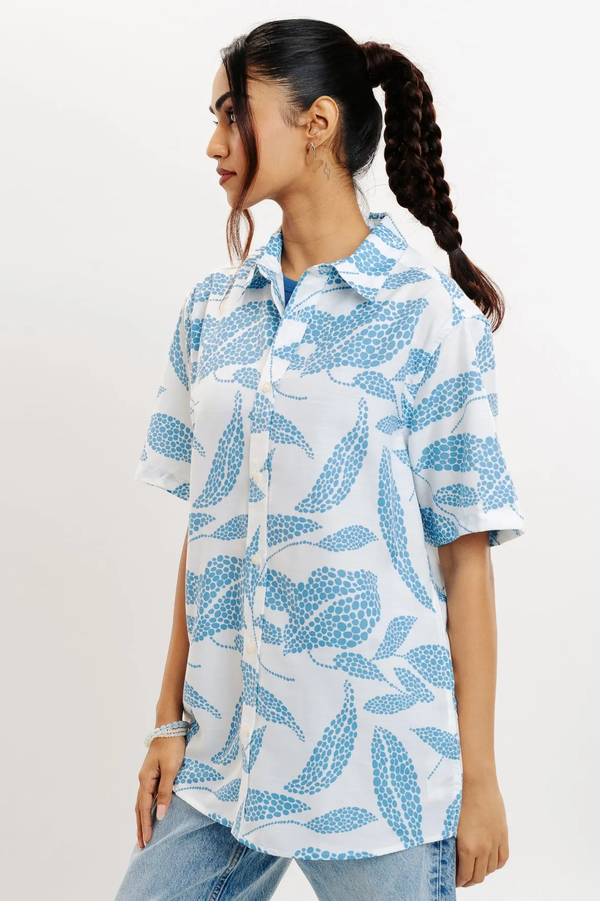 Foliage Print Women's Resort Shirt