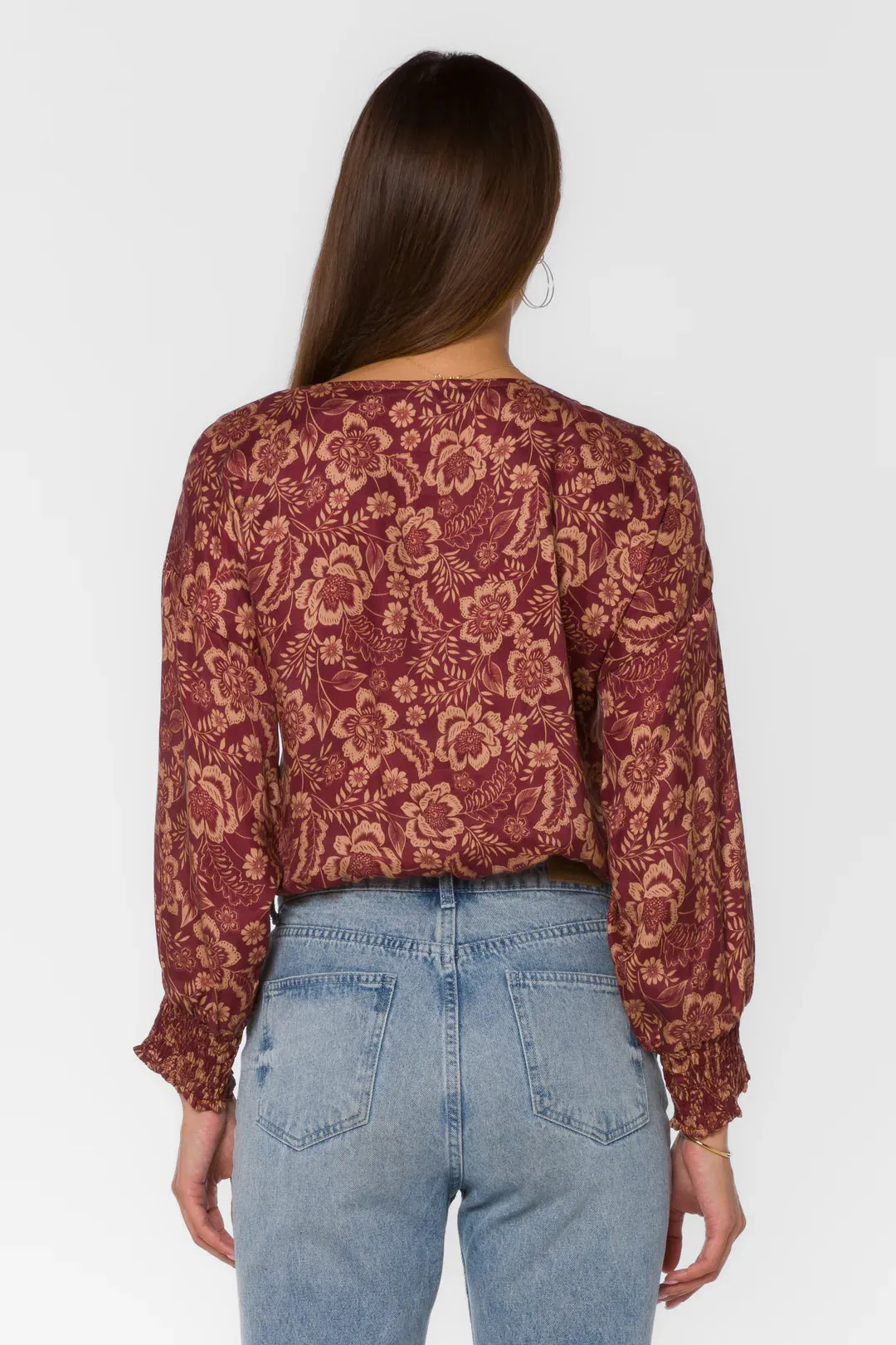 Freya Sangria Floral Long Sleeve Top