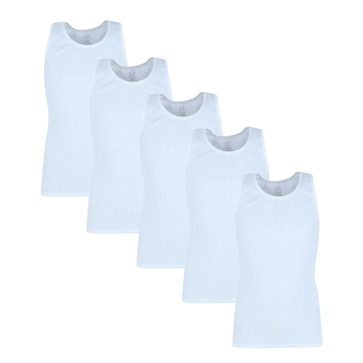 Fruit of the Loom Boy's Ribbed White Tank Top A Shirts (5 Pack)