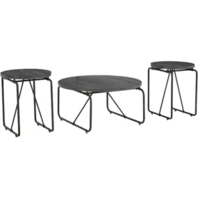 Garvine 3 Pack Tables - Charcoal/Black