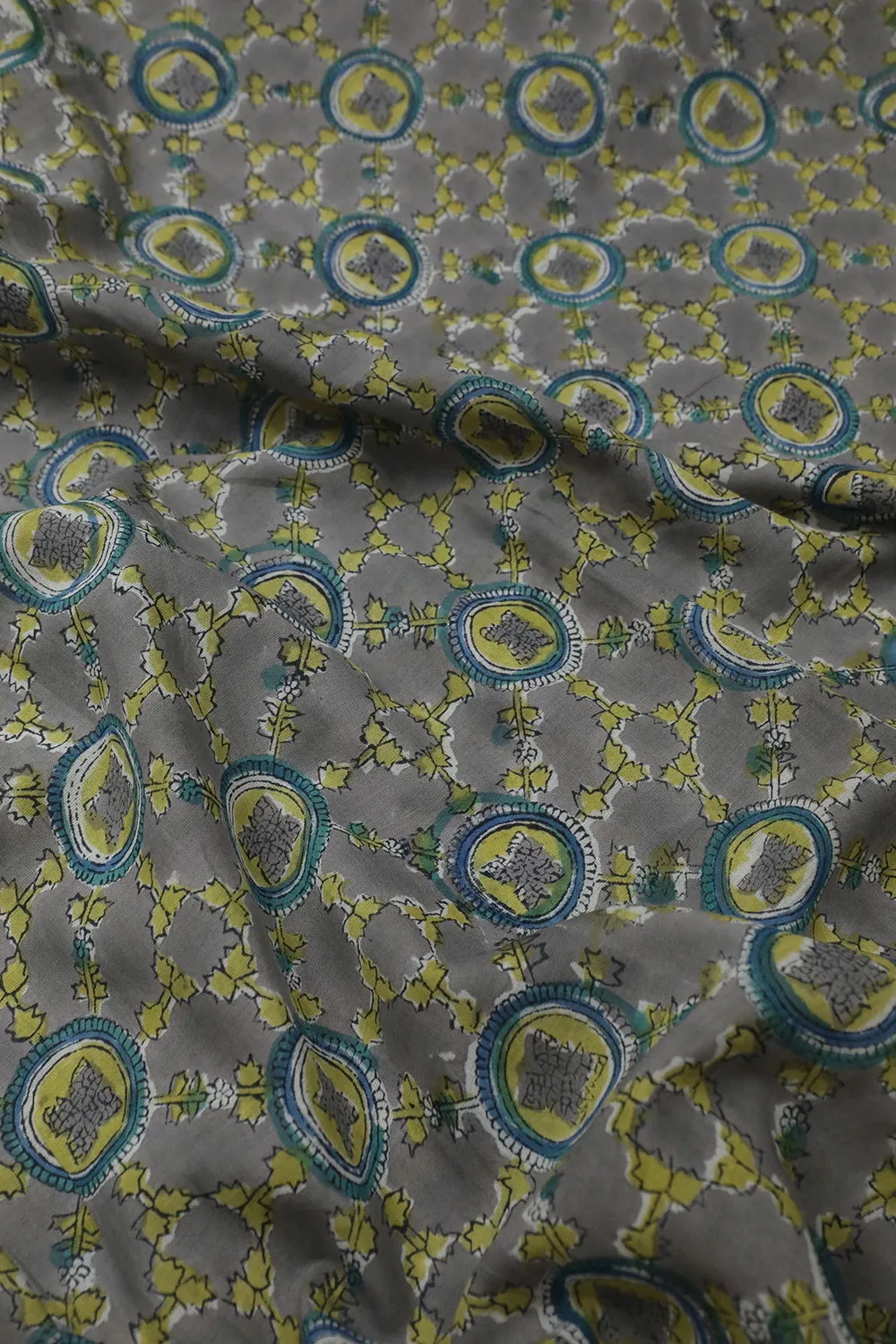 Grey Mul Cotton Sanganeri Fabric