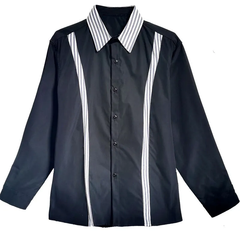 Grey Vertical Lines Decorated Long Sleeve Shirt