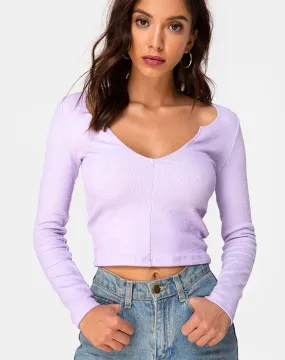 Guanelle Top in Rib Lilac