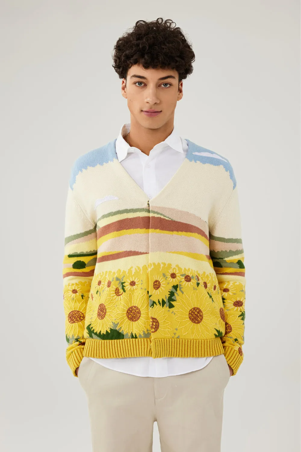 Intarsia Sunflower Cardigan