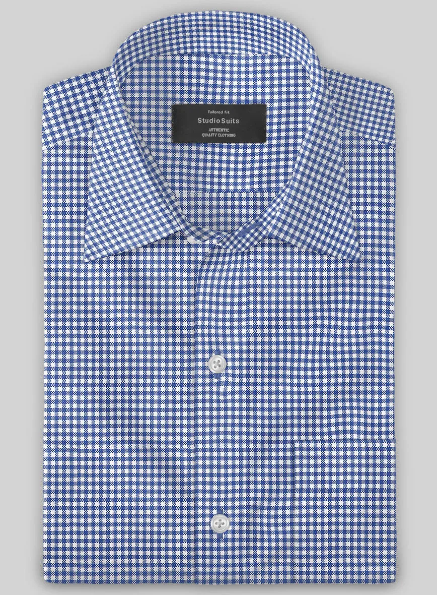 Italian Lombardo Azure Blue Checks Shirt