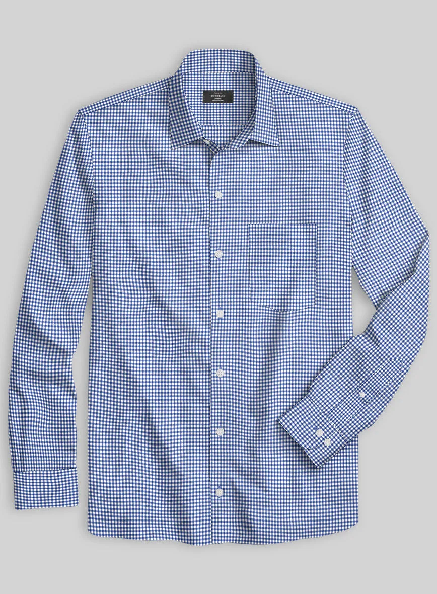 Italian Lombardo Azure Blue Checks Shirt