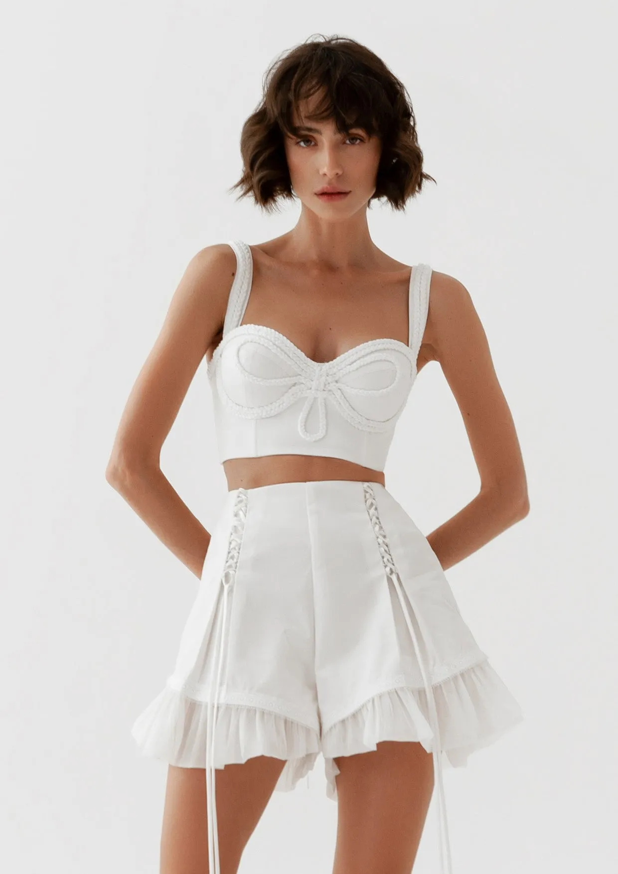 Kolos Bow-Effect Cropped Cotton Corset