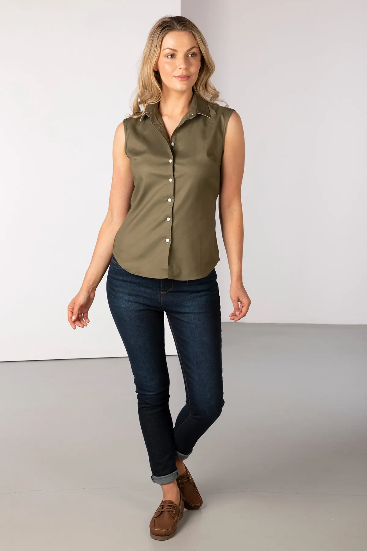 Ladies Plain Sleeveless Shirt - Hannah