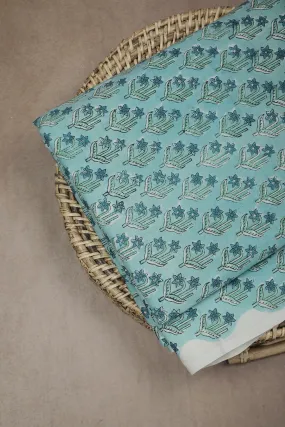 Light Blue Sanganeri Cotton Fabric - 2.3m