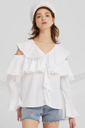 Lorelei Cold Shoulder Ruffle Top