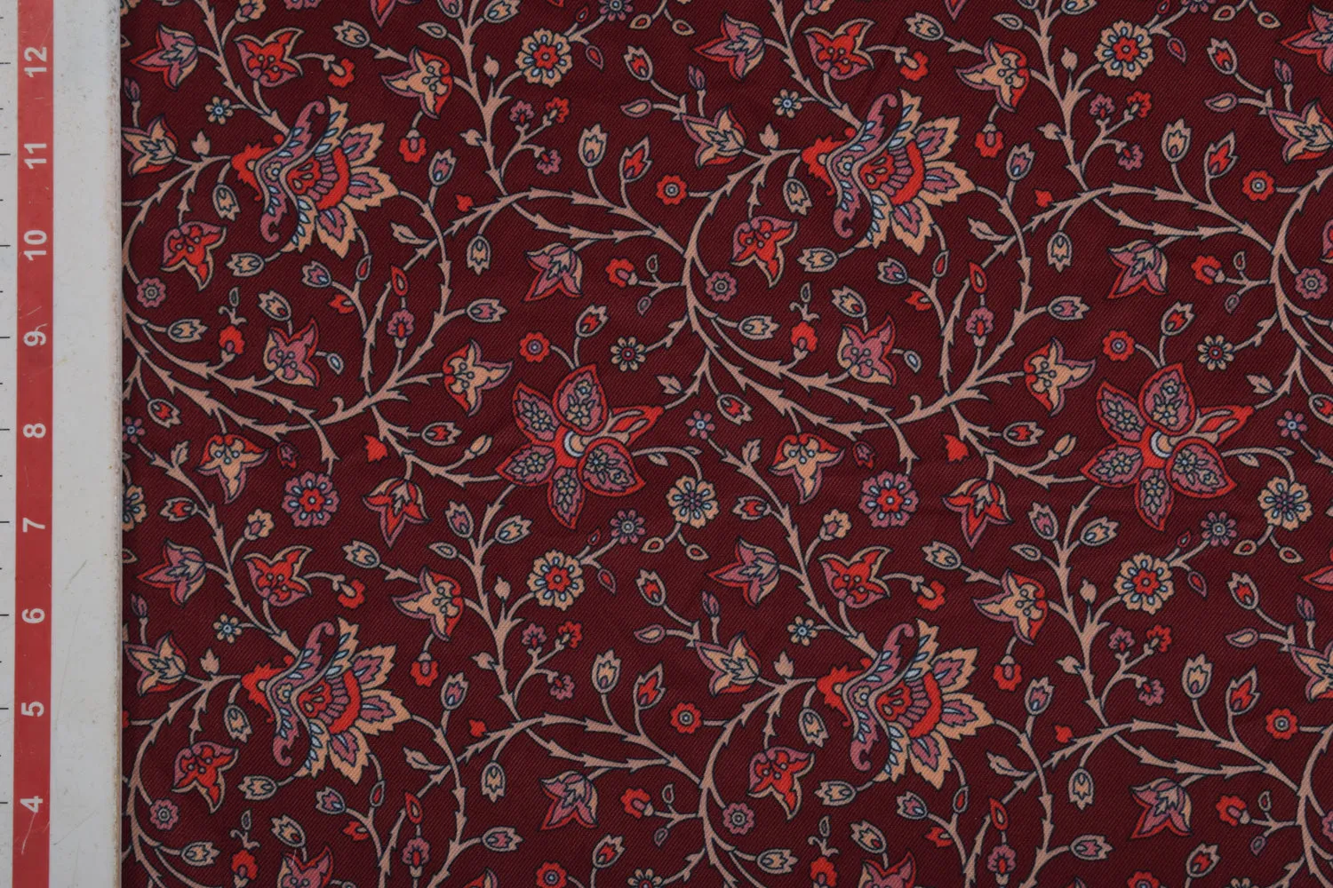 Maroon Printed Spun Fabric