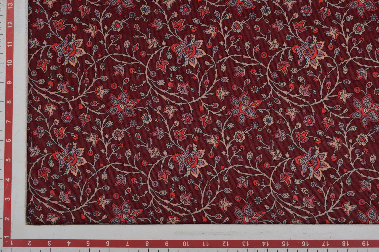 Maroon Printed Spun Fabric